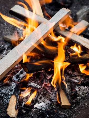 Campfire burningの写真素材