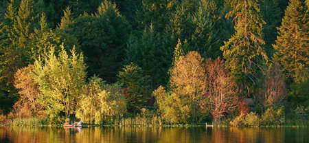 Cusheon Lake at sunsetの写真素材