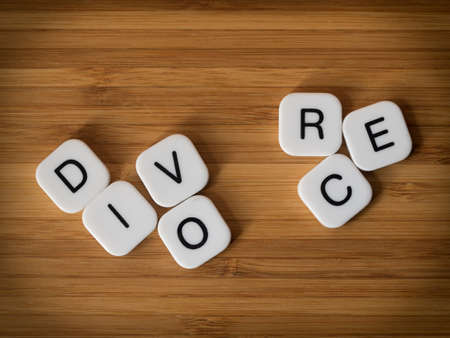 Divorce concept with split wordの写真素材