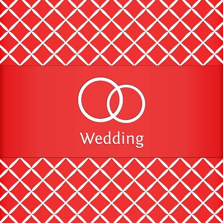 WeddWedding red card with rings and patternのイラスト素材