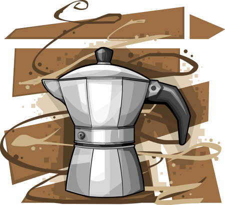 Cartoon Mocha on Abstract Brown and white background; vector illustrationのイラスト素材