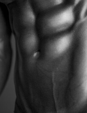 Human Body Abs in Black and Whiteの写真素材