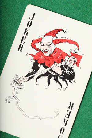 Joker card on green backgroundのeditorial素材