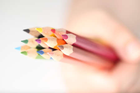 Handful of pencils points up の写真素材