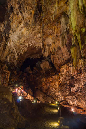Wonder Cave Interior with Stalactites and Stalagmitesの写真素材