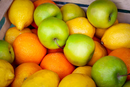 Bright fruit in a box.の写真素材