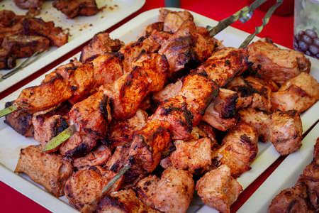 Tasty shish kebab closeup