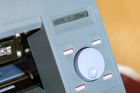 The cutting plotter control panel. The text "WIDTH".の写真素材