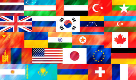 Colorful, stylized background of national flags of different countries of the world.の写真素材