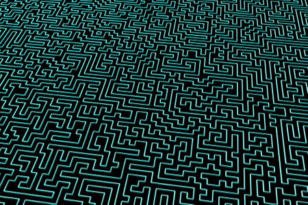 The maze is like an abstract three-dimensional pattern of psychedelic colors. 3D visualization,...