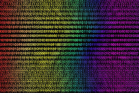 Simulation of computer binary code. The matrix is â€‹â€‹digital color. Illustration.
