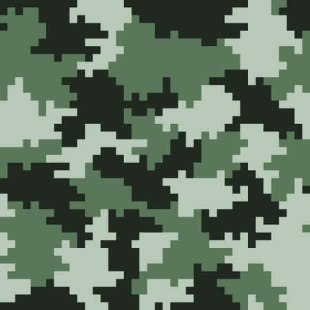 Khaki  pixel seamless camo pattern. Khaki hunting or military camouflage. Illustration.のイラスト素材