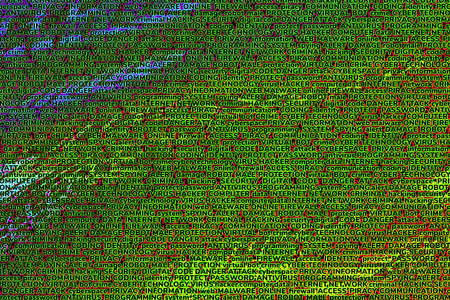 Red-green mottled background consisting of terms on the topic of computer technology, computer...