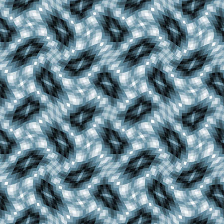 Seamless pattern. Abstract color checkered background of geometric curved shapes. Illustration.