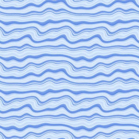 Seamless pattern. Abstract whimsical background of horizontal wavy blue stripes. Illustration.