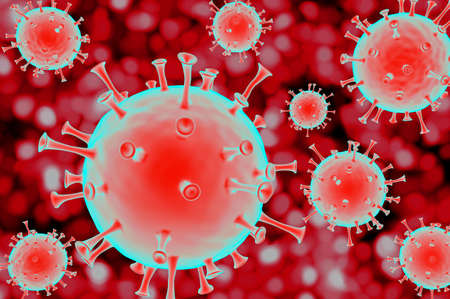 Coronaviruses under the microscope. Epidemic, pandemic Covid-19.の写真素材