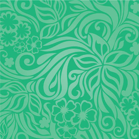 Decorative graphic curly background with flowers and leavesのイラスト素材