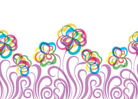 Colorful decorative seamless pattern with abstract hand drawn flowersのイラスト素材