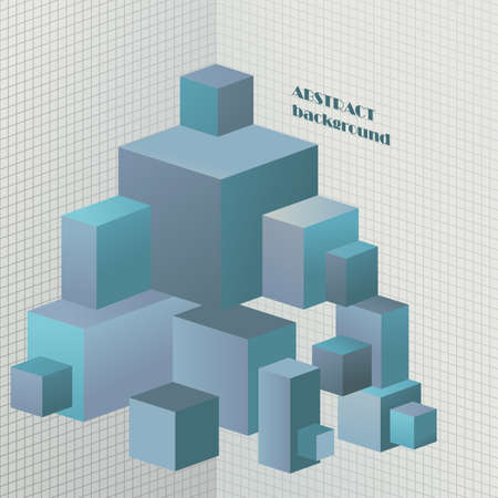 Abstract 3D illustration on a squared notebook sheetのイラスト素材