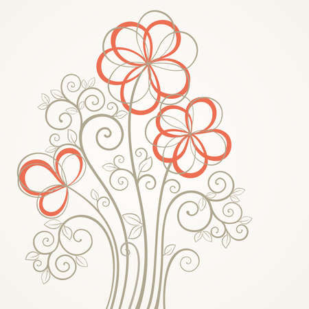 Vintage square flower card  Abstract flower vector illustration のイラスト素材