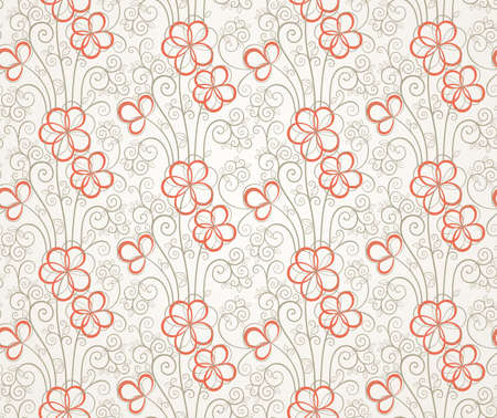 Abstract floral seamless background in light grey tonesのイラスト素材