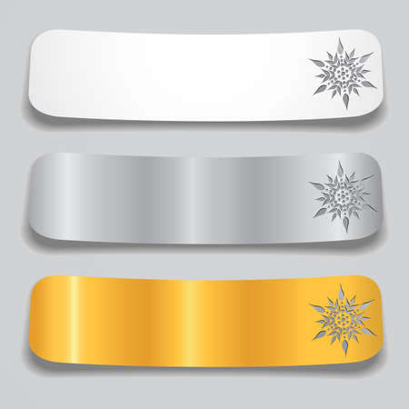 Set of three various color banners with snowflakersのイラスト素材