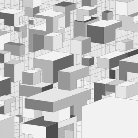 Abstract greyscale 3D background illustration for designのイラスト素材