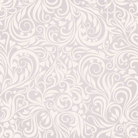 Decorative seamless floral lightgrey background with flowers and heartsのイラスト素材