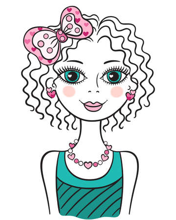 Illustration of young little funny teen girlのイラスト素材