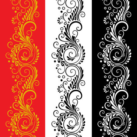 Set of three decorative vertical seamless floral patternsのイラスト素材