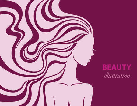 Fashion line art silhouette of a beautiful young woman.のイラスト素材