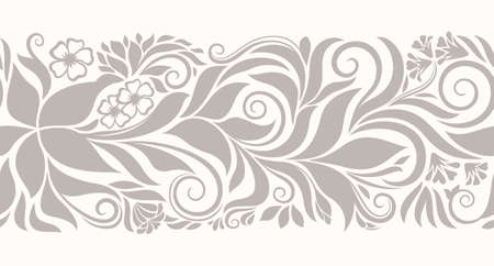 Floral seamless border. Decorative swirls and flowers pattern. Design for frames, tape, ribbon.のイラスト素材