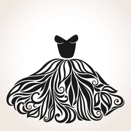 Elegant silhouette of isolated beautiful back dressのイラスト素材