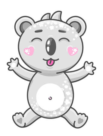 Cute koala cartoon vector illustration. Smiling baby animal koala in kawaii style isolated on white background. EPS 10.のイラスト素材