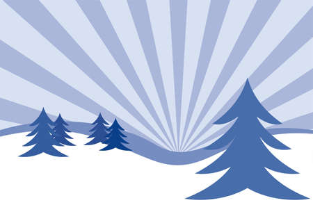 An illustration of winter firs. Can be used as a Christmas card backgroundの写真素材