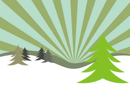 An illustration of winter firs. Can be used as a Christmas card backgroundの写真素材