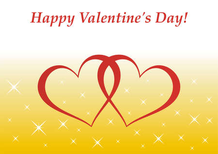 Valentine's Day card - illutration of two red hearts intersectedの写真素材