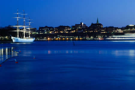 Panoramic night view over Skepsholmen, Stockholm (Sweden)の写真素材
