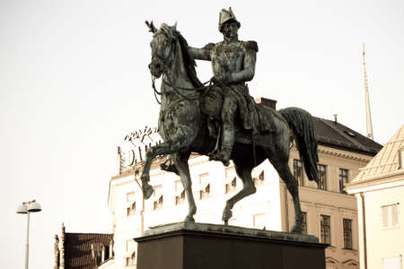 Statue of Charles XIV John, former king of Sweden (Stockholm)の写真素材