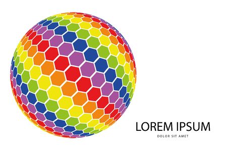 Abstract 3d multicolor globe logo in vector format. Can be used in branding or different graphic design layoutsのイラスト素材