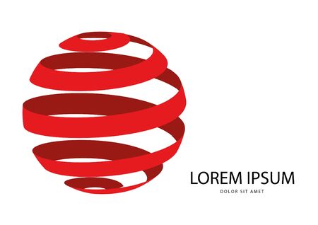 Abstract 3d red globe logo in vector format. Can be used in branding or different graphic design layoutsのイラスト素材