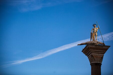 Piazza San Marco - statue of San Teodoro (Saint Theodor)の写真素材