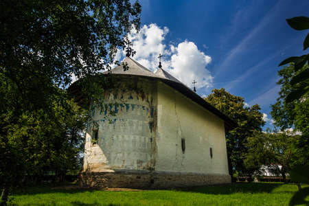 Arbore church, one of the six painted churches in northern Moldavia (Romania) listed as UNESCO monumentsのeditorial素材