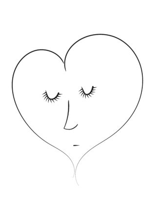 Lovely heart - doodle vector illustration, line artのイラスト素材