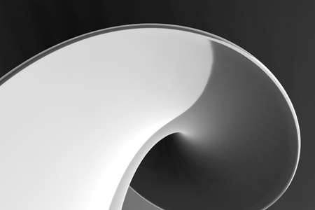 Shinny white abstract computer generated 3D distorted wave shape - black and whiteの写真素材