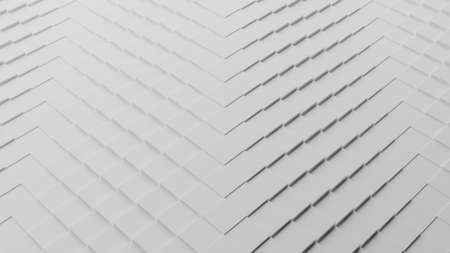 Abstract 3d computer generated illustration of a pattern of white cubes or squares displaced and...