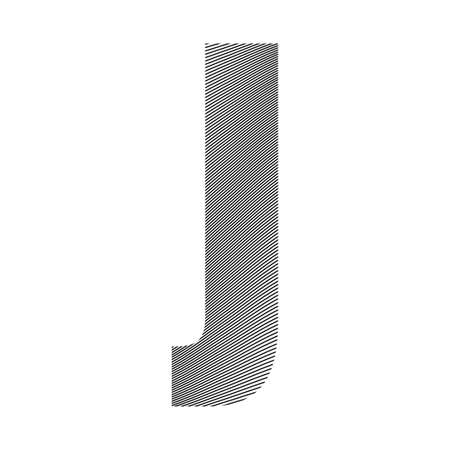Graphic decorative element - capital letter J with a wavy striped pattern with curved lines applied over it. Can be used for logos, titles or as a drop capのイラスト素材