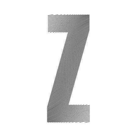 Graphic decorative element - capital letter Z with a wavy striped pattern with curved lines applied over it. Can be used for logos, titles or as a drop capのイラスト素材
