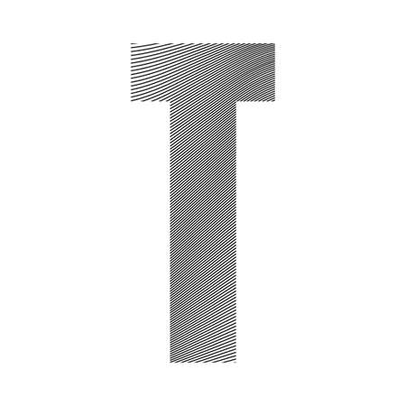 Graphic decorative element - capital letter T with a wavy striped pattern with curved lines applied over it. Can be used for logos, titles or as a drop capのイラスト素材