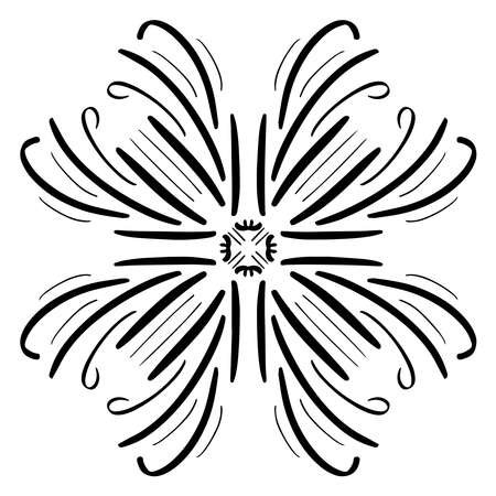 Vector pattern tile. A decorative symmetrical element, hand drawn in ink digital design.のイラスト素材